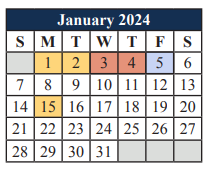 District School Academic Calendar for Della Icenhower  Intermediate for January 2024