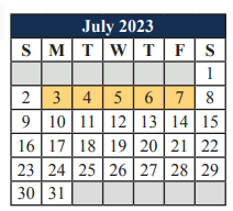 District School Academic Calendar for Mary Lillard Intermediate School for July 2023