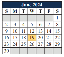 District School Academic Calendar for Carol Holt Elementary for June 2024