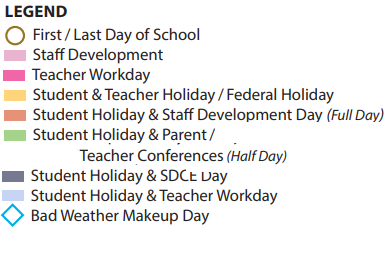 District School Academic Calendar Legend for Carol Holt Elementary