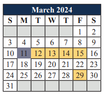 District School Academic Calendar for Elizabeth Smith Elementary for March 2024
