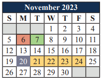 District School Academic Calendar for T A Howard Middle for November 2023
