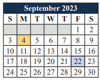 District School Academic Calendar for Tarver-rendon Elementary for September 2023