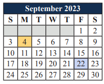 District School Academic Calendar for Cross Timbers Intermediate for September 2023