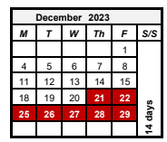 District School Academic Calendar for Allen Elementary School for December 2023