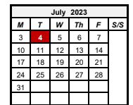 District School Academic Calendar for Allen Elementary School for July 2023