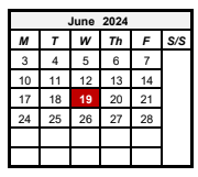 District School Academic Calendar for Allen Elementary School for June 2024