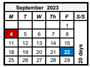 District School Academic Calendar for Allen Elementary School for September 2023