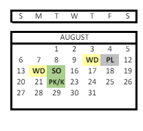 District School Academic Calendar for CORRESP. Study School for August 2023