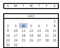 District School Academic Calendar for Tanaina Elementary for July 2023