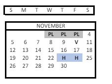 District School Academic Calendar for Shaw Elementary for November 2023