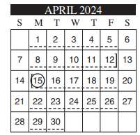 District School Academic Calendar for Castaneda Elementary for April 2024