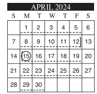 District School Academic Calendar for Mcauliffe Elementary for April 2024