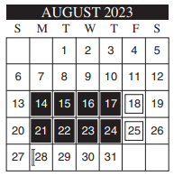 District School Academic Calendar for Lamar Academy for August 2023