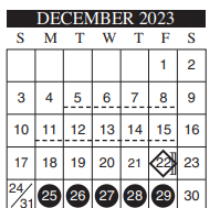 District School Academic Calendar for Roosevelt Elementary for December 2023