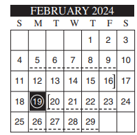 District School Academic Calendar for Garza Elementary for February 2024