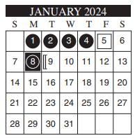 District School Academic Calendar for Instr/guid Center for January 2024