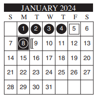 District School Academic Calendar for Milam Elementary for January 2024