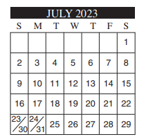 District School Academic Calendar for Mcauliffe Elementary for July 2023
