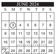 District School Academic Calendar for Michael E Fossum Middle School for June 2024