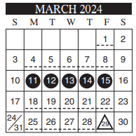 District School Academic Calendar for Michael E Fossum Middle School for March 2024
