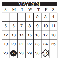 District School Academic Calendar for Instr/guid Center for May 2024