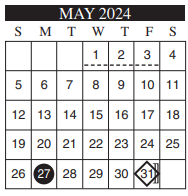 District School Academic Calendar for Bonham Elementary for May 2024