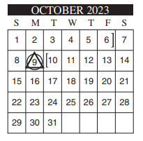 District School Academic Calendar for Mcauliffe Elementary for October 2023