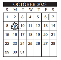 District School Academic Calendar for Alvarez Elementary for October 2023