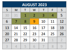 District School Academic Calendar for Serenity High for August 2023