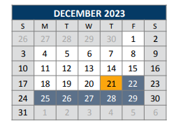 District School Academic Calendar for Naomi Press Elementary School for December 2023