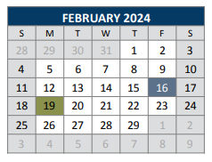 District School Academic Calendar for Dr Jack Cockrill Middle School for February 2024