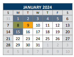 District School Academic Calendar for Leonard Evans Jr Middle School for January 2024
