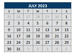 District School Academic Calendar for Serenity High for July 2023