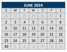 District School Academic Calendar for Glen Oaks Elementary for June 2024