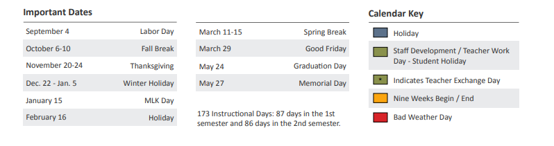 District School Academic Calendar Key for Naomi Press Elementary School