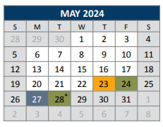 District School Academic Calendar for Jose De Jesus And Maria Luisa Vega for May 2024