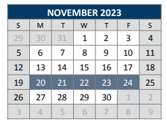 District School Academic Calendar for Scott Morgan Johnson Middle School for November 2023