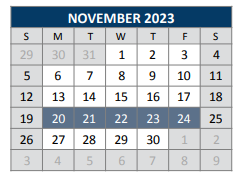District School Academic Calendar for J J A E P for November 2023
