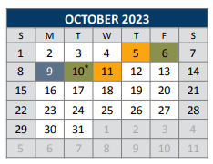 District School Academic Calendar for J J A E P for October 2023