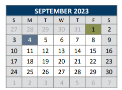 District School Academic Calendar for Jose De Jesus And Maria Luisa Vega for September 2023