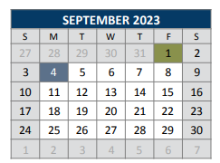 District School Academic Calendar for J J A E P for September 2023