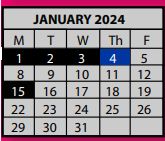 District School Academic Calendar for Hickory Ridge Elementary School for January 2024