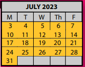 District School Academic Calendar for Hickory Ridge Elementary School for July 2023
