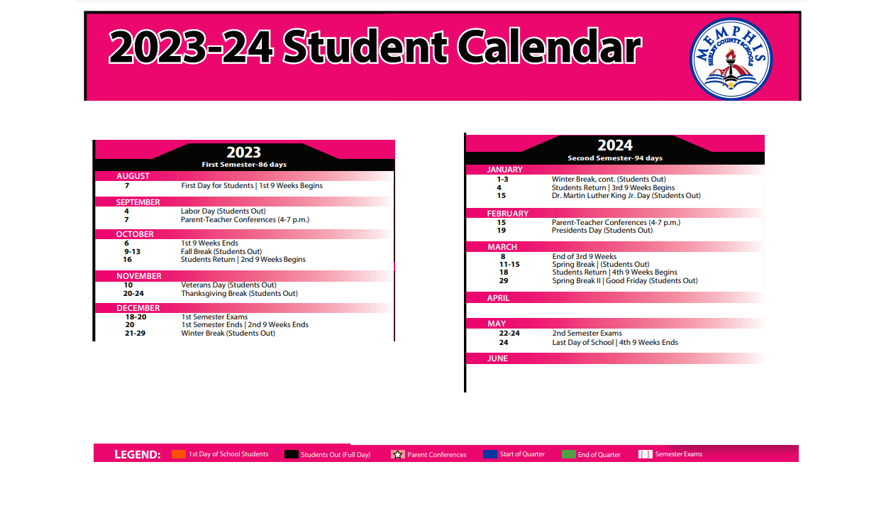 District School Academic Calendar Key for Hickory Ridge Elementary School