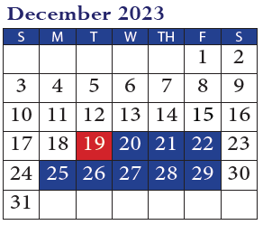 District School Academic Calendar for Parkview Elementary School for December 2023