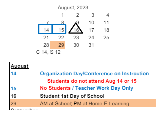 District School Academic Calendar for Jonas E Salk Elem Sch for August 2023