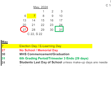District School Academic Calendar for Jonas E Salk Elem Sch for May 2024