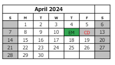 District School Academic Calendar for Mesa View Elementary School for April 2024