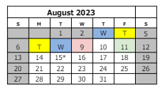District School Academic Calendar for Scenic Elementary School for August 2023